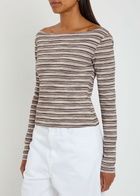 Reformation Wiley Striped Fine-knit top Grey