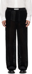 LGN Louis Gabriel Nouchi Black Devored Stripes Large Pleats Trousers