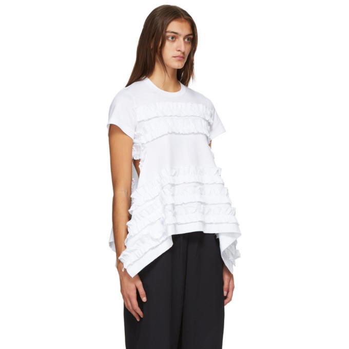Tricot Comme des Garcons White A-Line Ruffled T-Shirt Tricot Comme