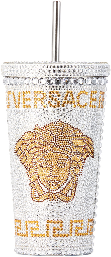 Photo: Versace White & Gold Medusa Crystal Travel Cup, 16 oz