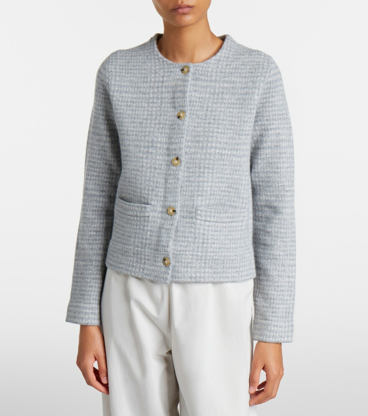 Vince Checked wool and cashmere cardigan