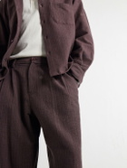 Kardo - Antonio Straight-Leg Pinstriped Cotton Suit Trousers - Brown