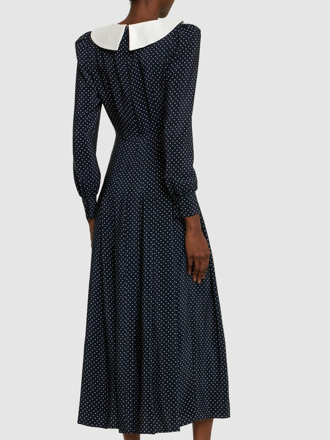 chinese dress ladies Roman Lola Polka Dot Tulle Midi Dress in Navy Blue