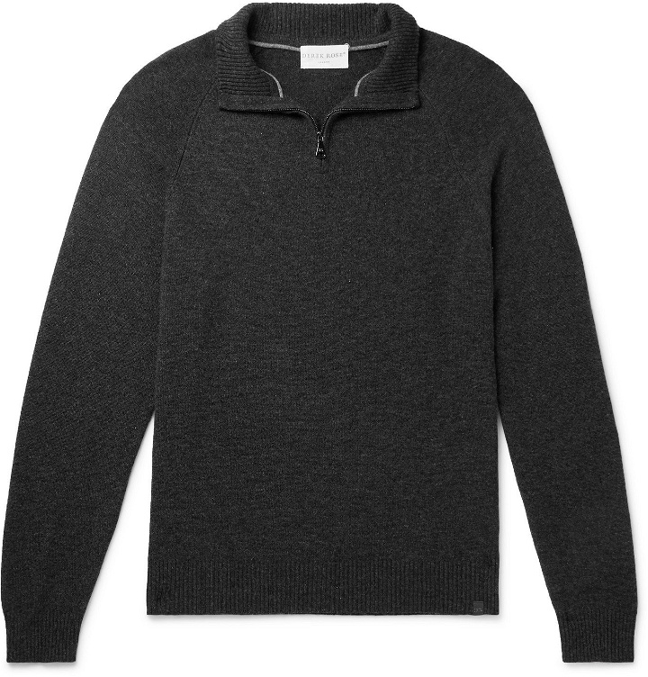 Photo: DEREK ROSE - Finley 2 Cashmere Half-Zip Sweater - Gray