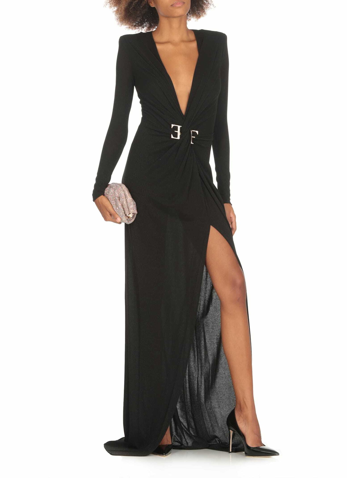 Elisabetta Franchi Red Carpet V-neck Dress Elisabetta Franchi