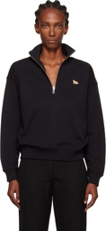 Maison Kitsuné Black Half Zip Baby Fox Patch Sweatshirt