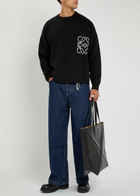 Loewe Logo-intarsia Cotton-blend Knit Sweatshirt Black And White