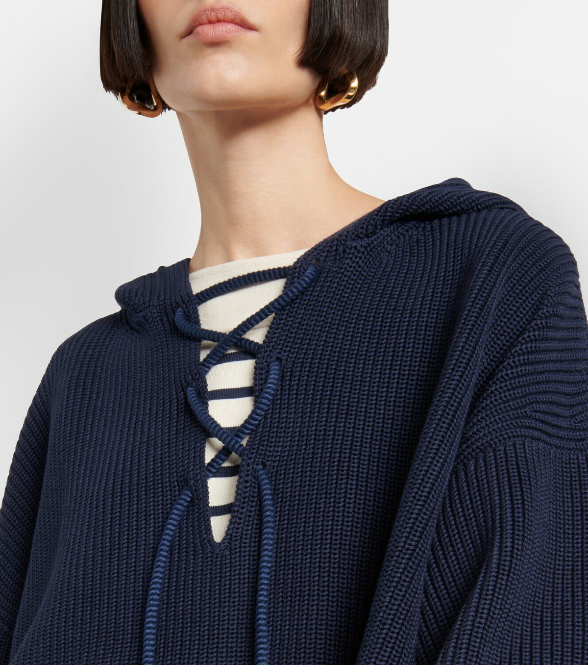 Loro Piana Lace-up cotton hoodie