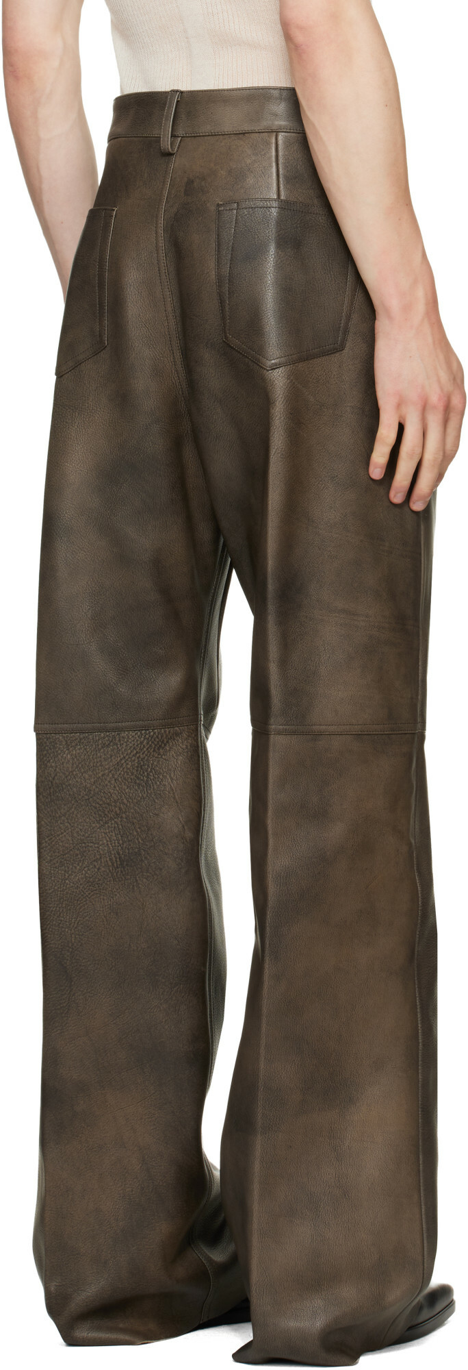 Rick Owens Brown Tower Geth Leather Pants