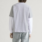 Danton Men's Pocket T-Shirt in Heather White/Charcoal Stripe