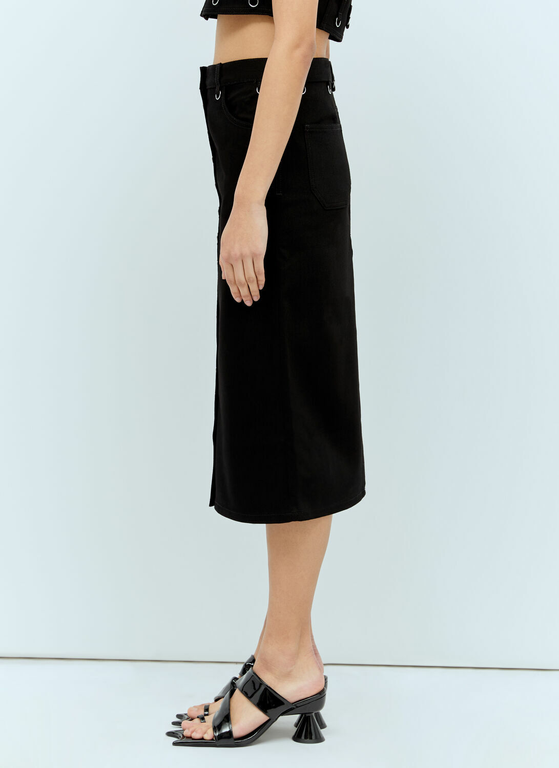 Courrèges Multiflex Denim Midi Skirt
