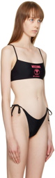 Moschino Black Straight Neck Bikini Top