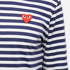 Comme des Garçons Play Men's Long Sleeve Heart Logo Stripe T-Shirt in Navy/White