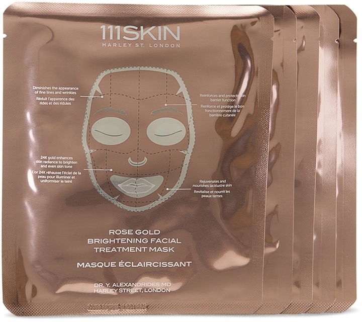 Photo: 111 Skin Five-Pack Rose Gold Brightening Facial Treatment Masks – Fragrance-Free, 30 mL