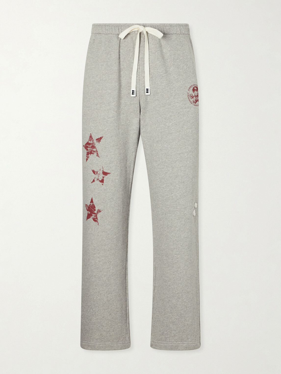 NAHMIAS - Youth Enrichment Wide-Leg Logo-Print Distressed Cotton Sweatpants - Gray