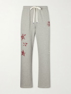 NAHMIAS - Youth Enrichment Wide-Leg Logo-Print Distressed Cotton Sweatpants - Gray
