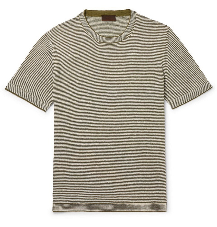 Photo: Altea - Striped Linen T-Shirt - Men - Green