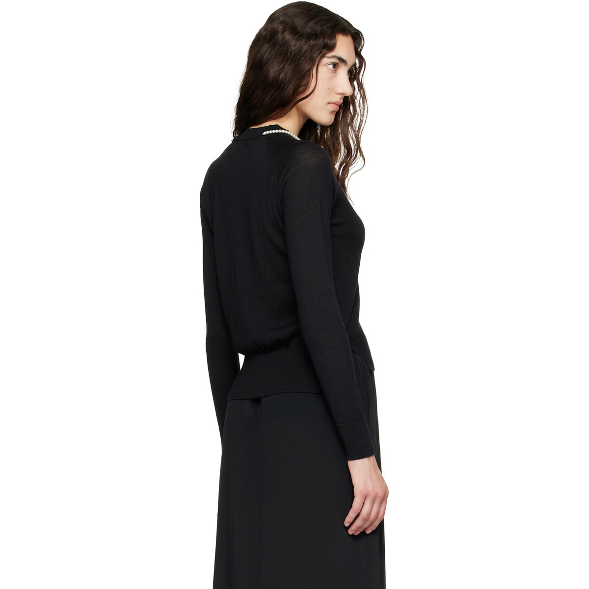Simone Rocha Black Classic Merino Silk Cardigan