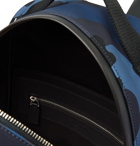 Valentino - Valentino Garavani Leather-Trimmed Camouflage-Print Canvas Backpack - Blue