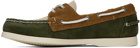 Sebago Green & Beige Portland Jib Boat Shoes