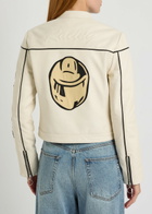 AN-Y1 Helmut Padded Appliquéd Leather Jacket White