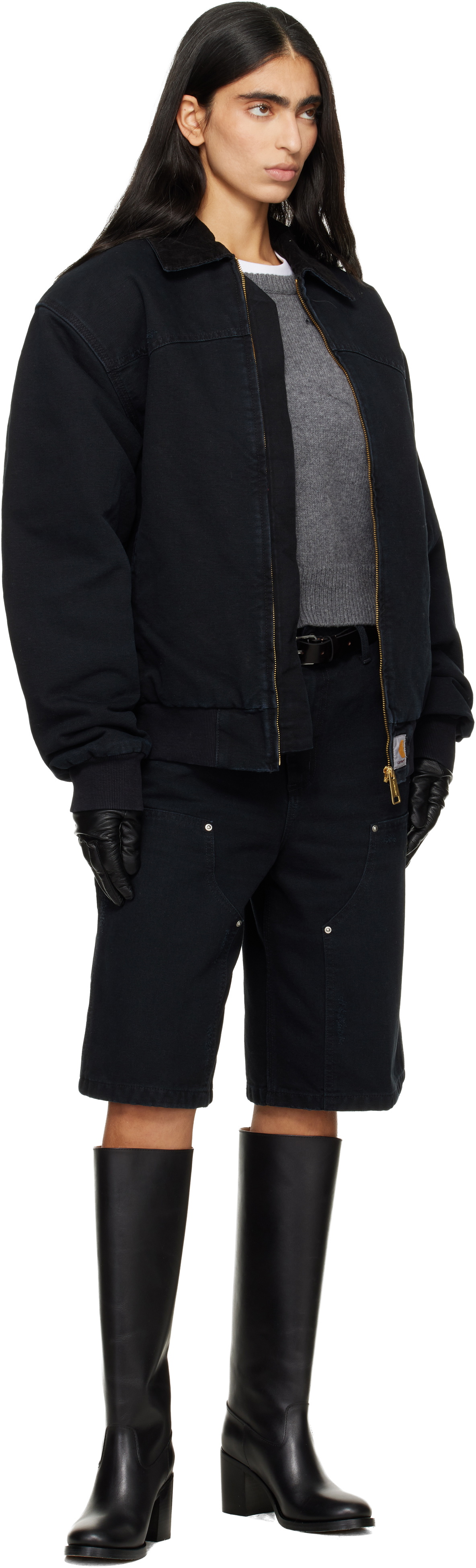 Carhartt Work In Progress Black Nixon Double Knee Denim Shorts