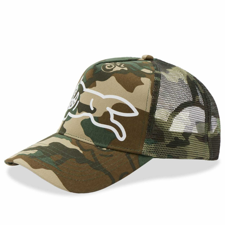 Photo: ICECREAM Men's Running Dog Woodland Trucker Cap in Camo 