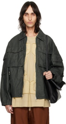 Dries Van Noten Khaki Coated Jacket