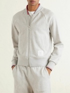 Thom Browne - Logo-Appliquéd Striped Cotton-Piqué Bomber Jacket - Gray