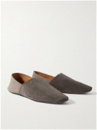 Mr P. - Collapsible-Heel Two-Tone Suede Travel Slippers - Gray