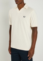 Fred Perry Logo-embroidered Towelling Cotton-blend Polo Shirt Ecru
