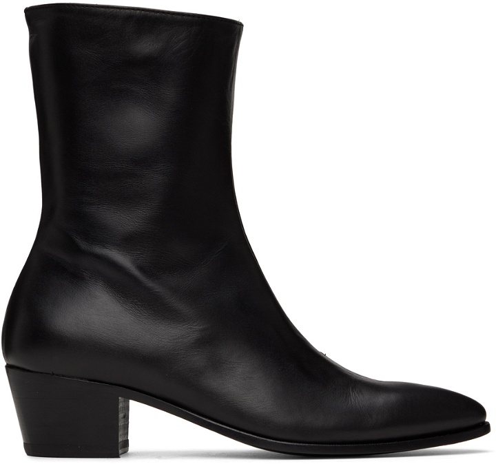 Photo: Rhude Black Leather Chelsea Boots