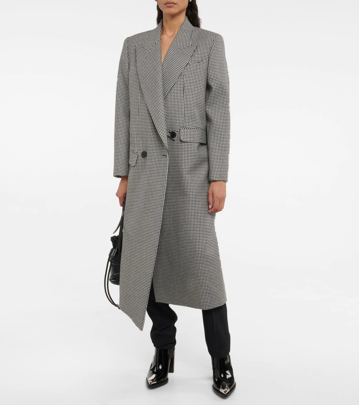 Alexander McQueen Asymmetric houndstooth wool coat Alexander McQueen
