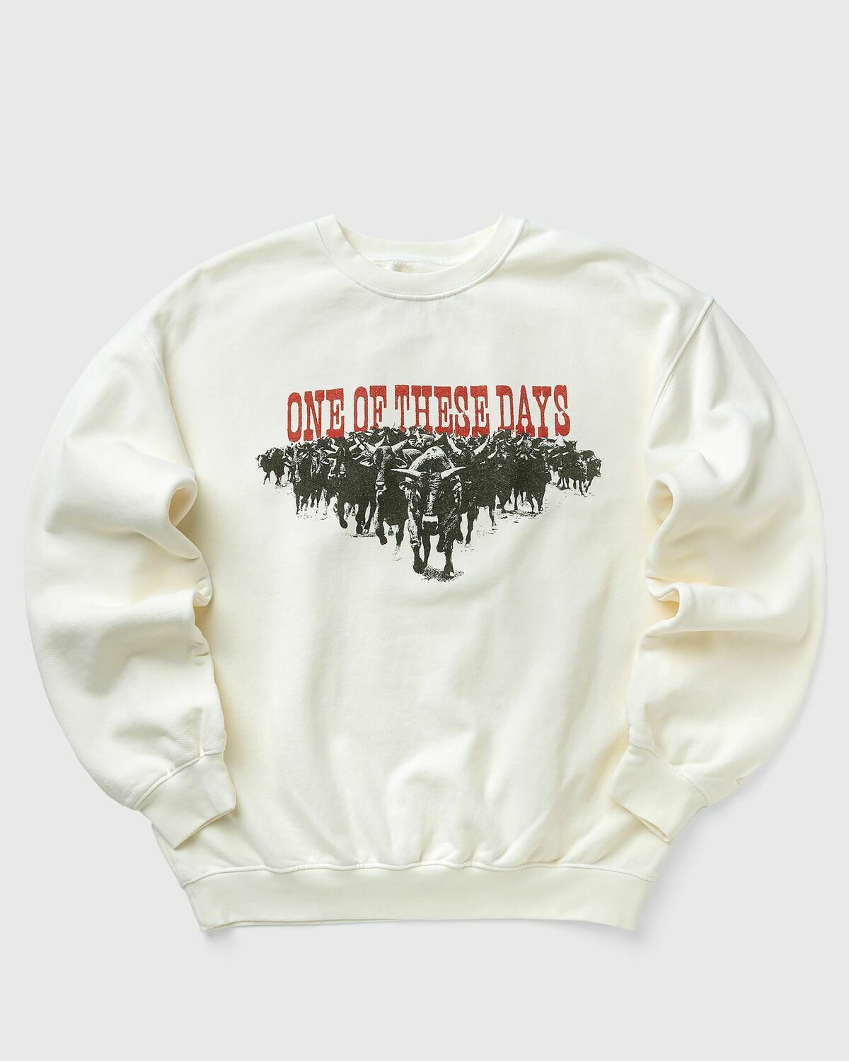 One of these Days STAMPEDE CREWNECK White Mens Sweatshirt
