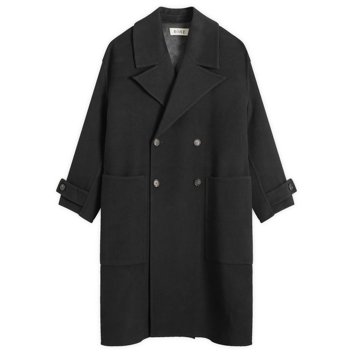 Róhe Men's Double Faced Wool Trench Coat in Black Róhe