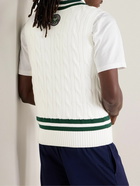 Polo Ralph Lauren - Wimbledon Logo-Embroidered Cable-Knit Cotton Sweater Vest - White