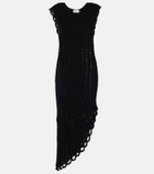 Loulou de Saison Malena asymmetric scalloped crochet midi dress