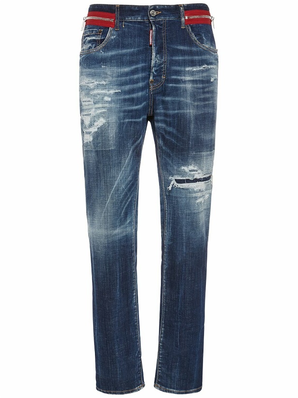 Photo: DSQUARED2 - 642 Fit Zipped Cotton Denim Jeans
