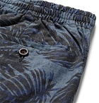 J.Crew - Printed Indigo-Dyed Cotton-Chambray Drawstring Shorts - Indigo