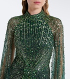 Jenny Packham Cairo embellished gathered caped gown