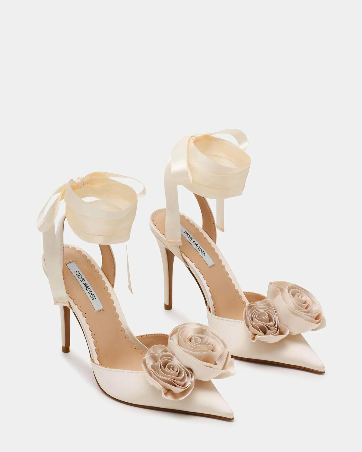 Steve Madden Rosie Heels in Ivory Satin