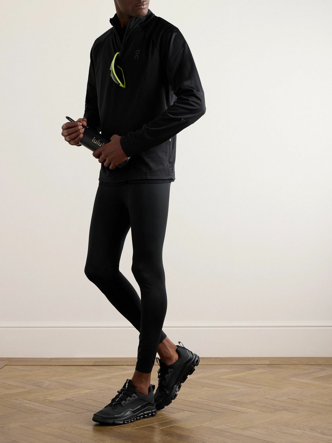ON - Stretch Recycled-Jersey Running Tights - Black