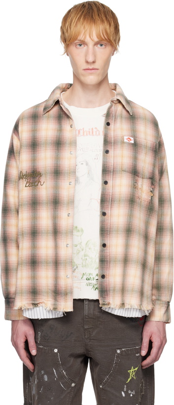 Photo: PALY Tan & Pink 'Dockweiler' Flannel Overshirt