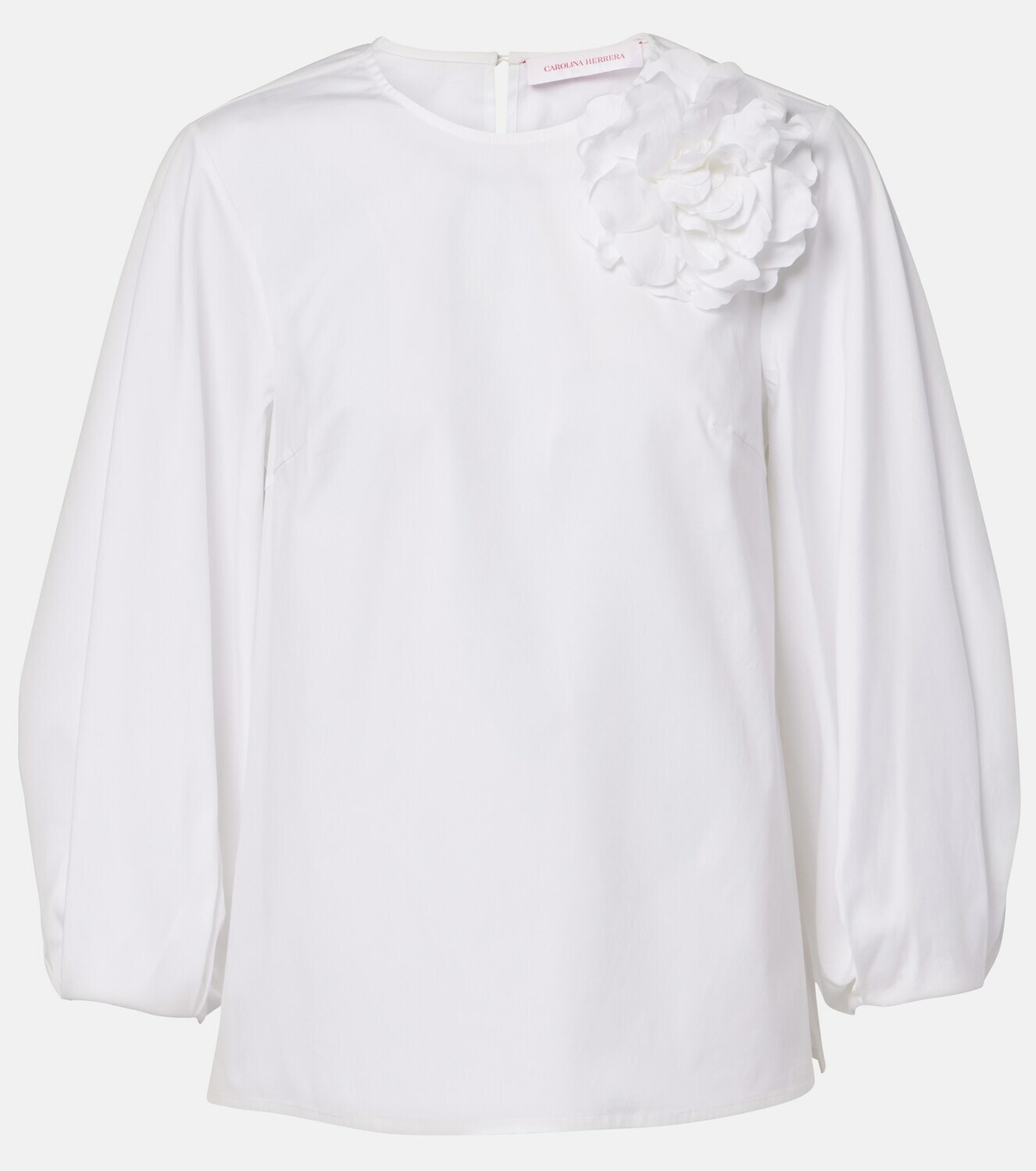 Carolina Herrera Floral-appliqué cotton-blend blouse