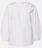 Carolina Herrera Floral-appliqué cotton-blend blouse