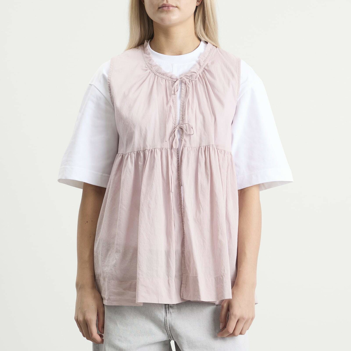 Beams Boy Women's Reversible Gathered Vest Top in Dusty Pink