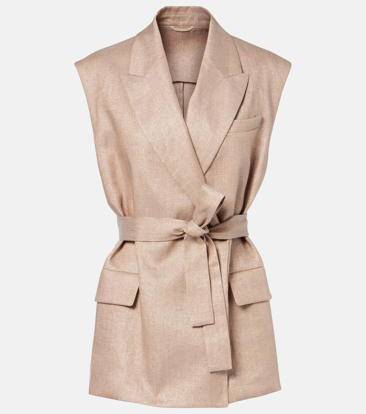 Brunello Cucinelli Belted linen-blend vest