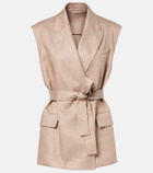 Brunello Cucinelli Belted linen-blend vest