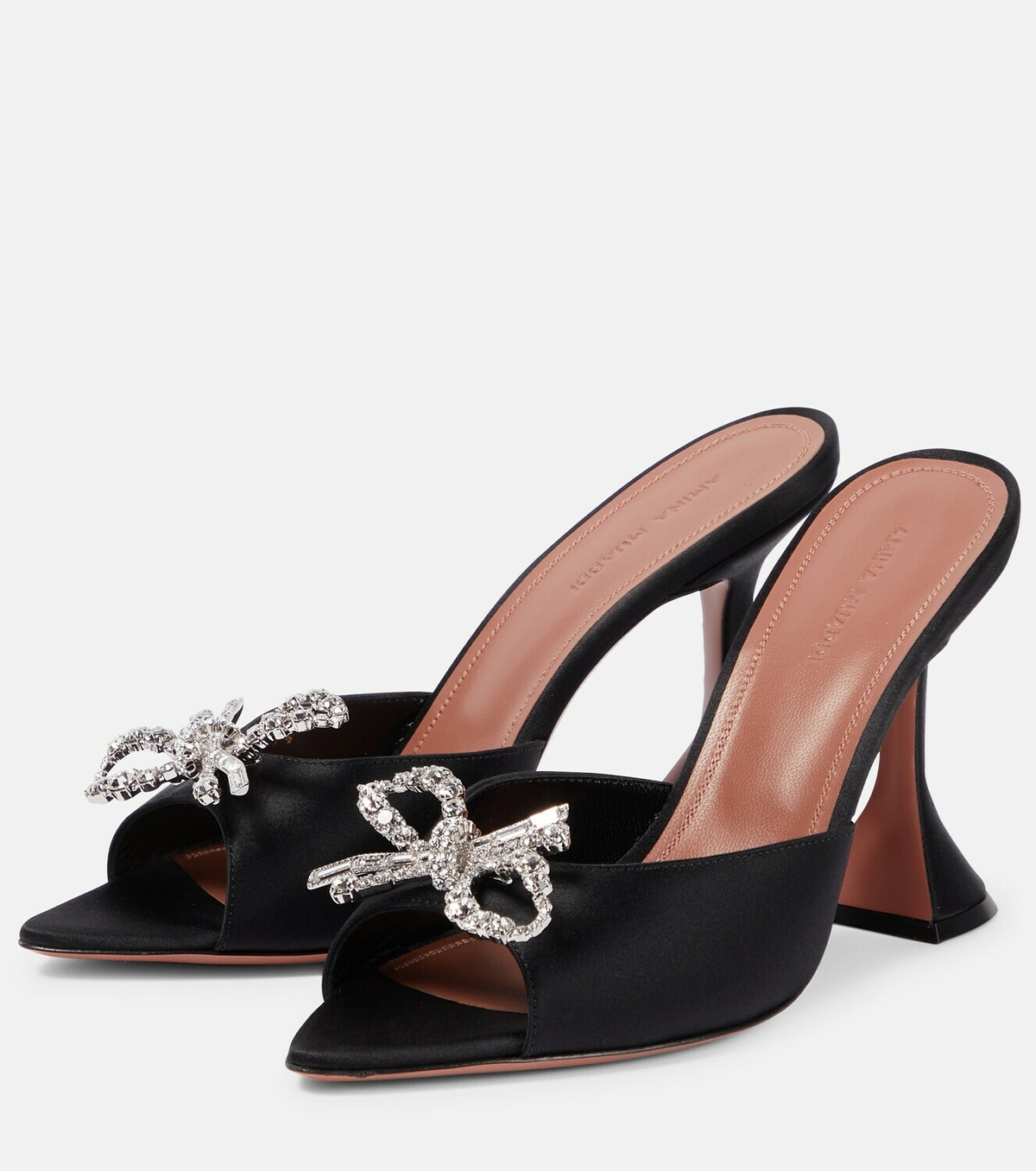 Amina Muaddi Rosie bow-embellished satin mules Amina Muaddi