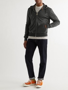 PAUL SMITH - Striped Webbing-Trimmed Wool-Jersey Zip-Up Hoodie - Gray